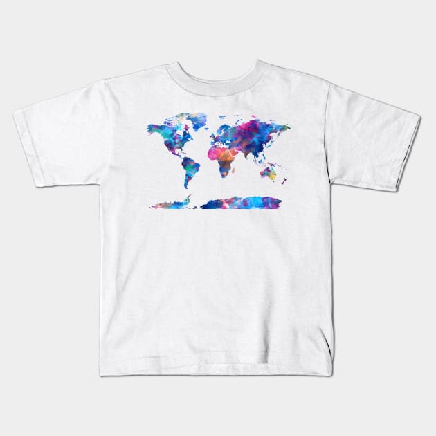 world map watercolor Kids T-Shirt by BekimART